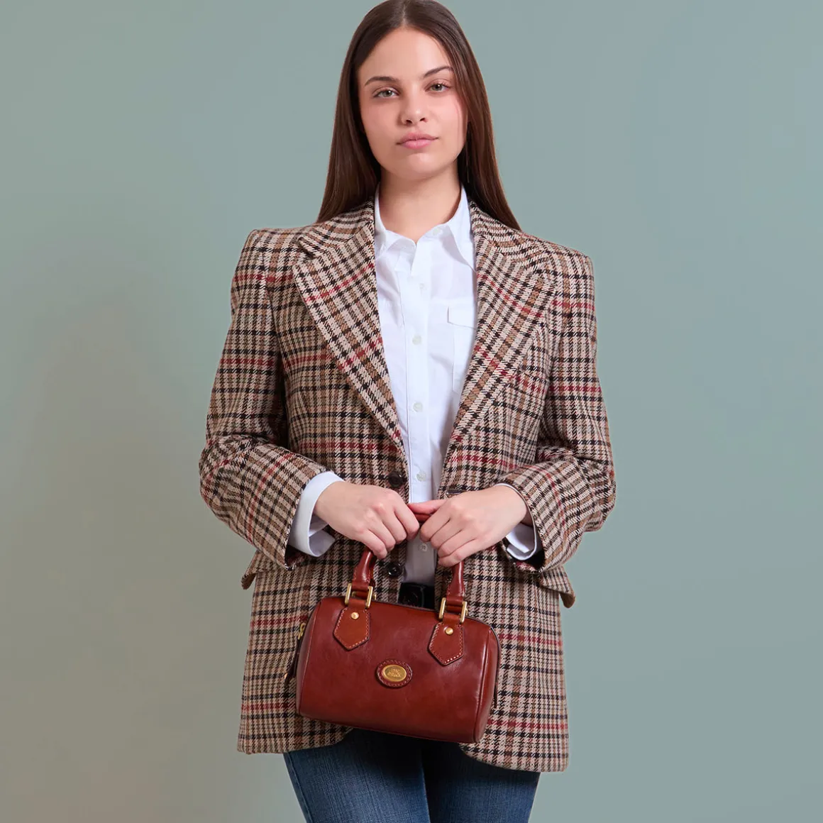 Bauletto in pelle con tracolla removibile
