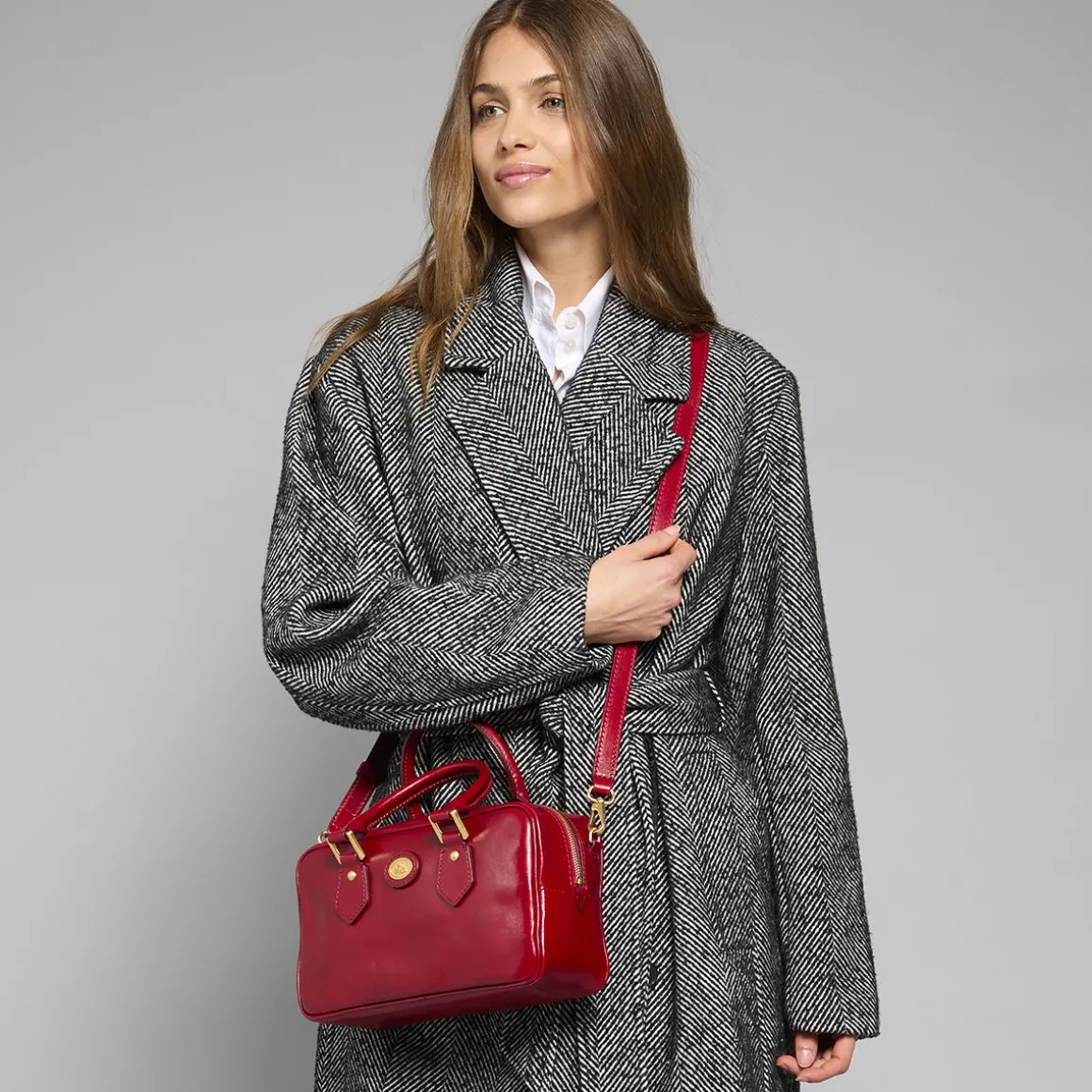 Bauletto in pelle con tracolla removibile