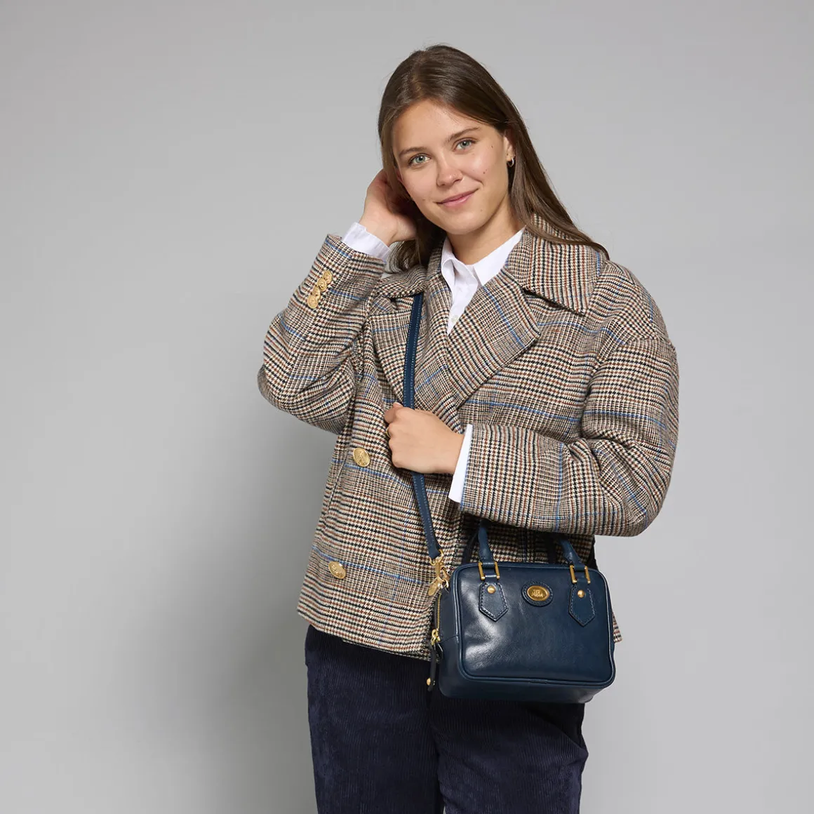 Bauletto in pelle con tracolla removibile