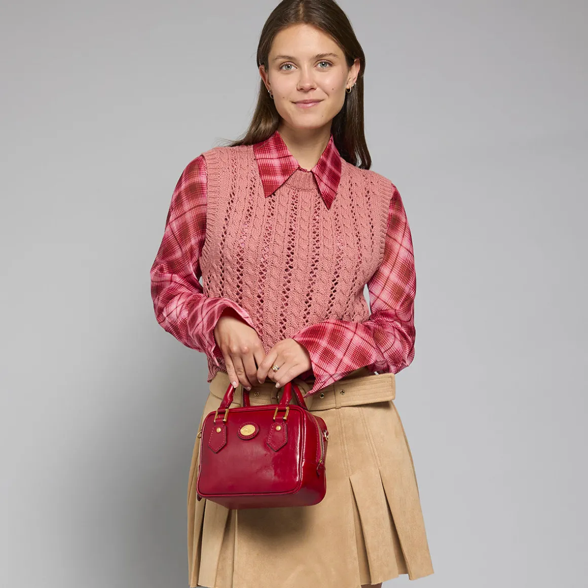 Bauletto in pelle con tracolla removibile