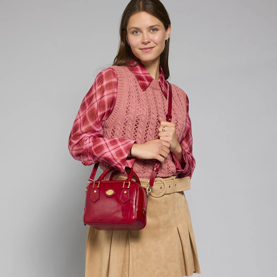 Bauletto in pelle con tracolla removibile