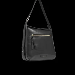 Borsa a spalla in pelle con zip frontale