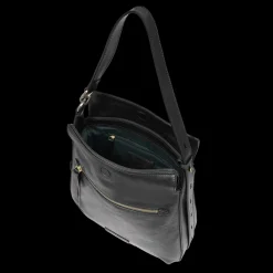 Borsa a spalla in pelle con zip frontale
