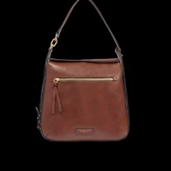 Borsa a spalla in pelle con zip frontale