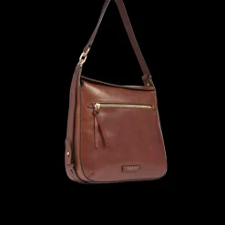Borsa a spalla in pelle con zip frontale