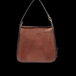 Borsa a spalla in pelle con zip frontale