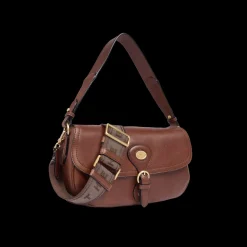 Borsa a spalla in pelle grande con patta frontale