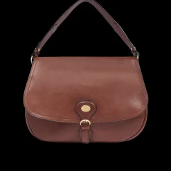 Borsa a spalla in pelle grande con patta frontale