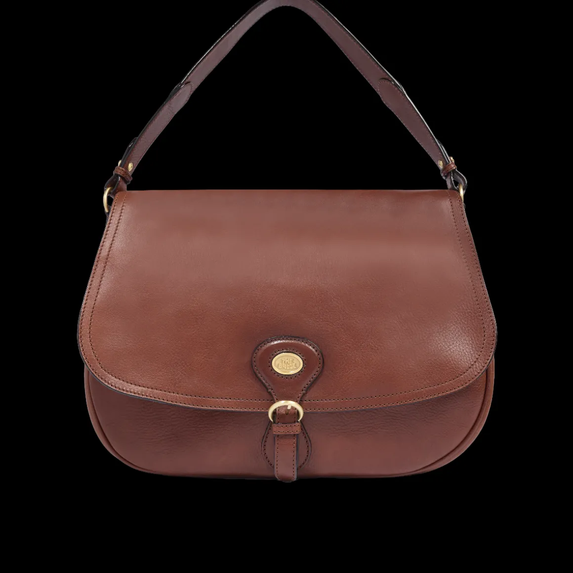 Borsa a spalla in pelle grande con patta frontale