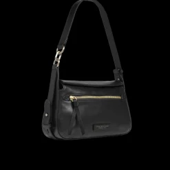 Borsa a tracolla in pelle con chiusura e zip frontale