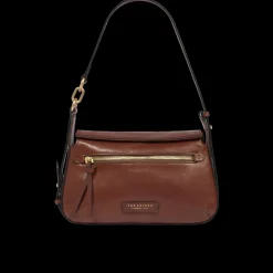 Borsa a tracolla in pelle con chiusura e zip frontale