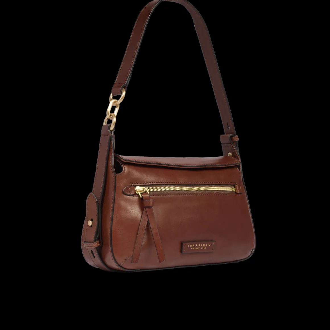 Borsa a tracolla in pelle con chiusura e zip frontale