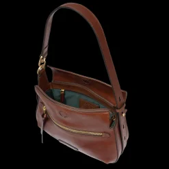 Borsa a tracolla in pelle con chiusura e zip frontale