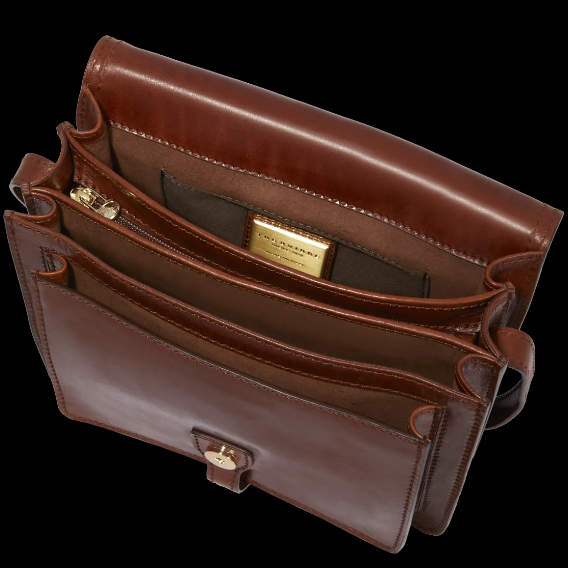 Borsa pelle tracolla a scomparti