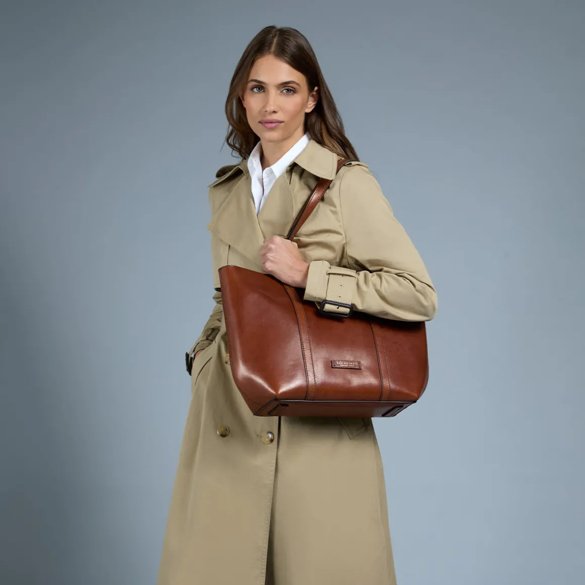 Borsa shopper pelle chiusa con zip