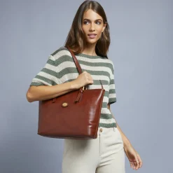 Borsa shopper pelle donna con zip