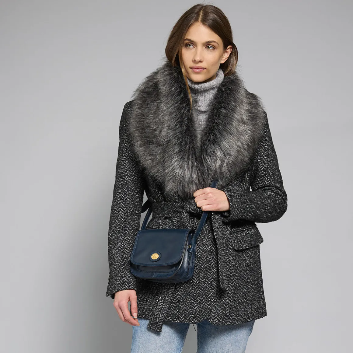 Borsa tracolla in pelle a scomparti small size