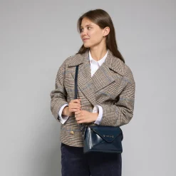 Borsa tracolla in pelle con tasca frontale
