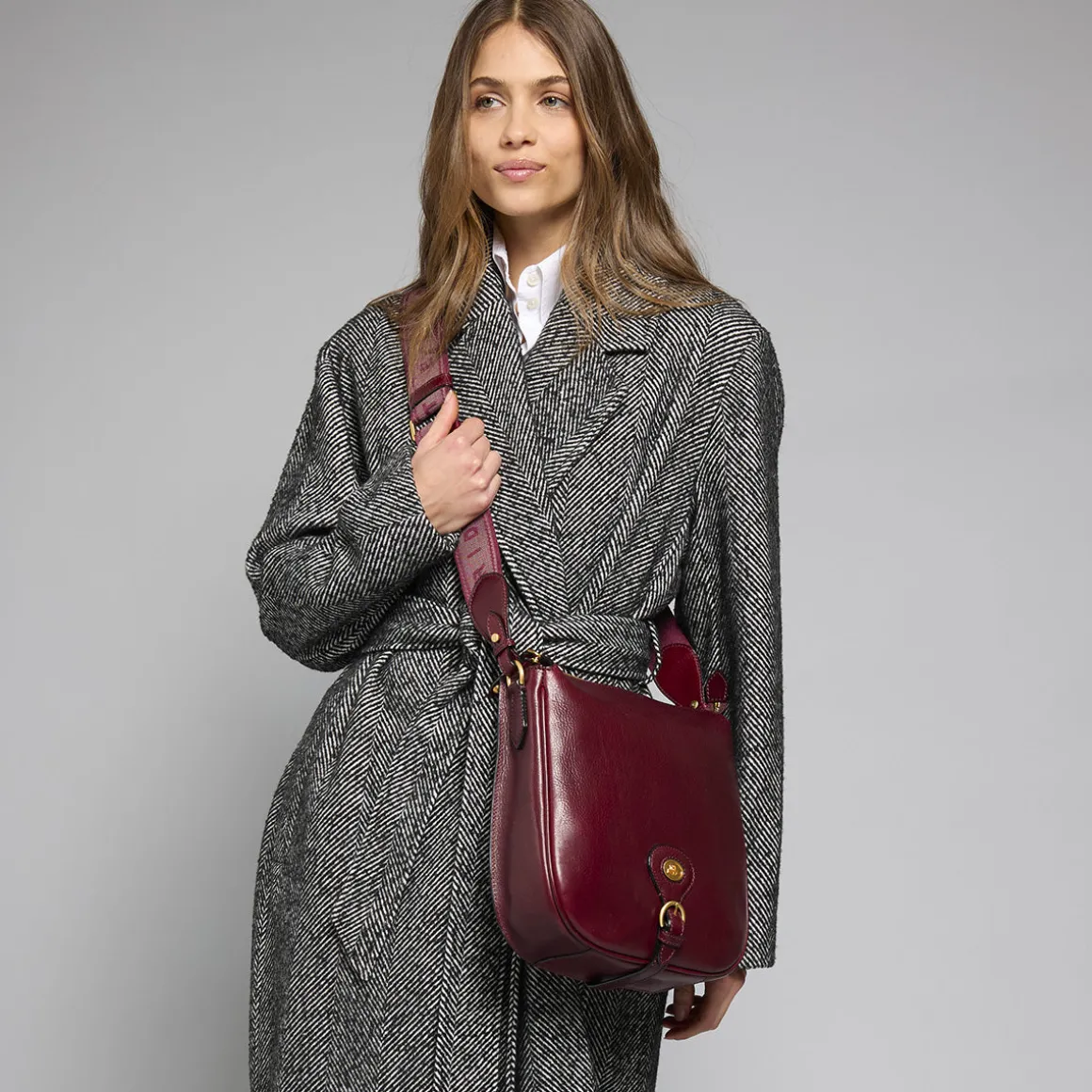 Borsa tracolla in pelle donna con chiusura zip