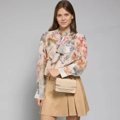 Borsa tracolla pelle con catena stampa lizard