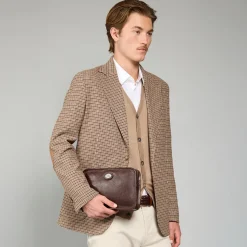 Borsello uomo in pelle con zip