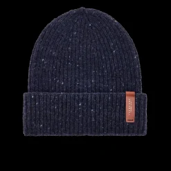 Cappello in lana con etichetta in pelle