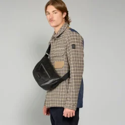 Marsupio uomo in pelle con zip frontale