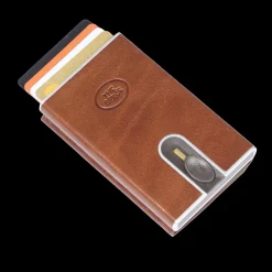 Portacarte in pelle a scatto con protezione rfid