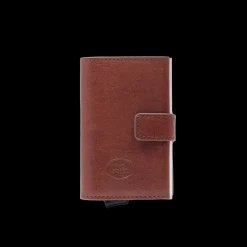 Portacarte in pelle a scatto con protezione rfid