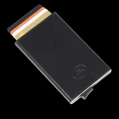 Portacarte in pelle a scatto con protezione rfid