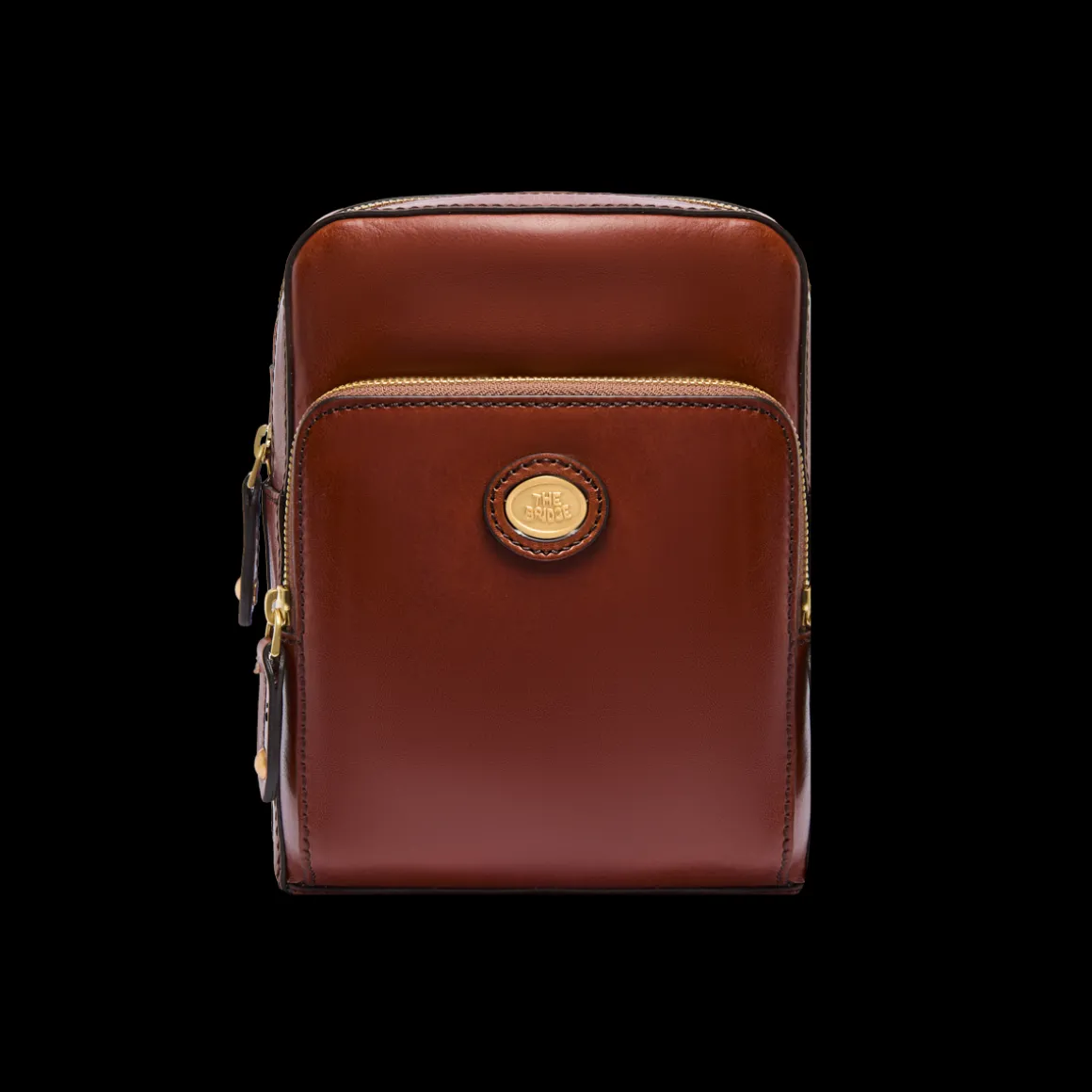 Tracolla in pelle uomo con zip frontale