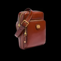 Tracolla in pelle uomo con zip frontale
