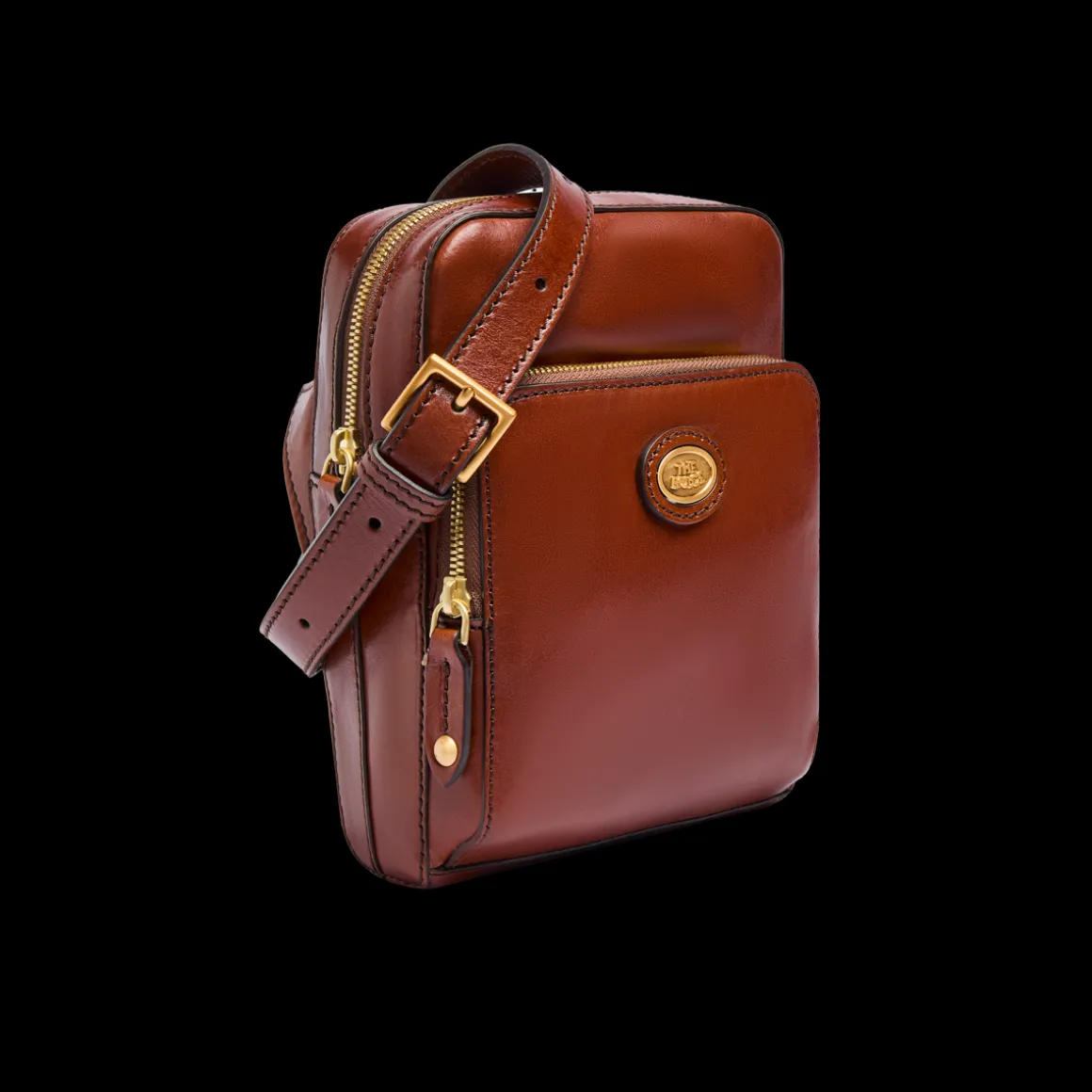 Tracolla in pelle uomo con zip frontale