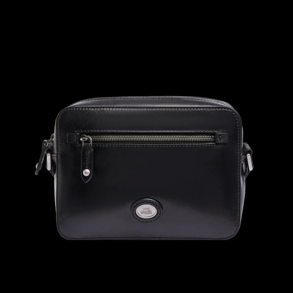 Tracolla in pelle uomo con zip frontale