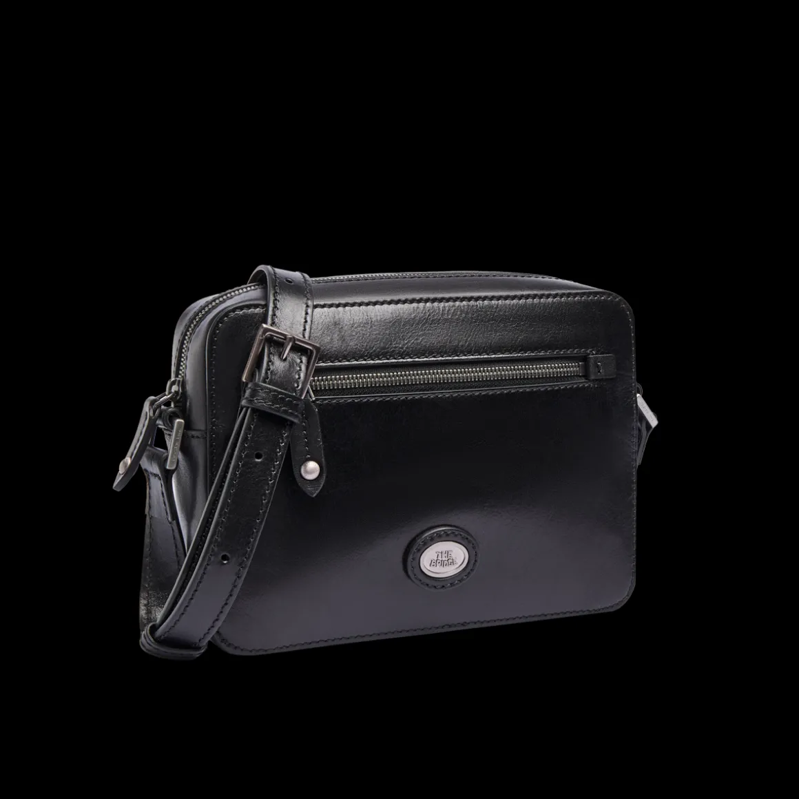 Tracolla in pelle uomo con zip frontale