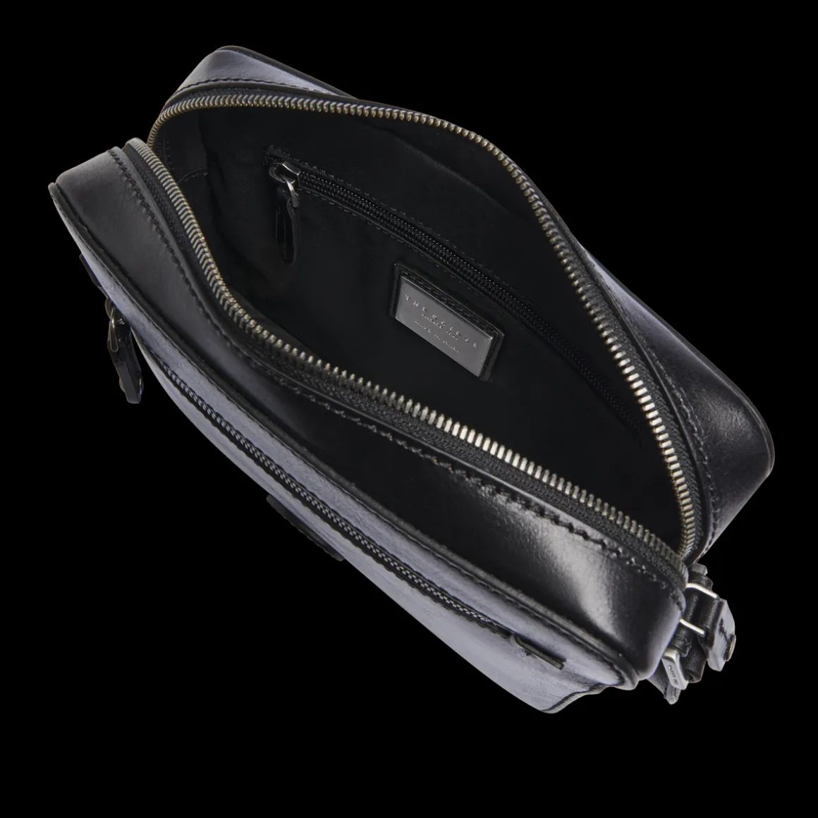 Tracolla in pelle uomo con zip frontale