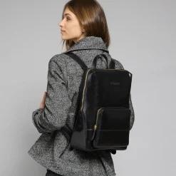 Zaino donna in pelle con tasca frontale