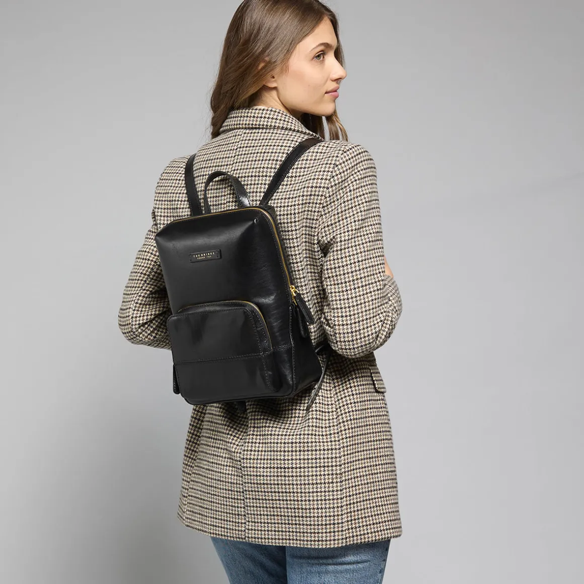 Zaino donna in pelle piccolo con tasca frontale