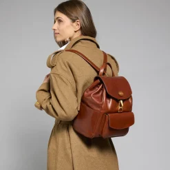 Zaino donna pelle con tasca frontale
