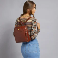 Zaino donna pelle piccolo con tasca frontale