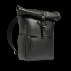 Zaino in pelle uomo con apertura roll-top