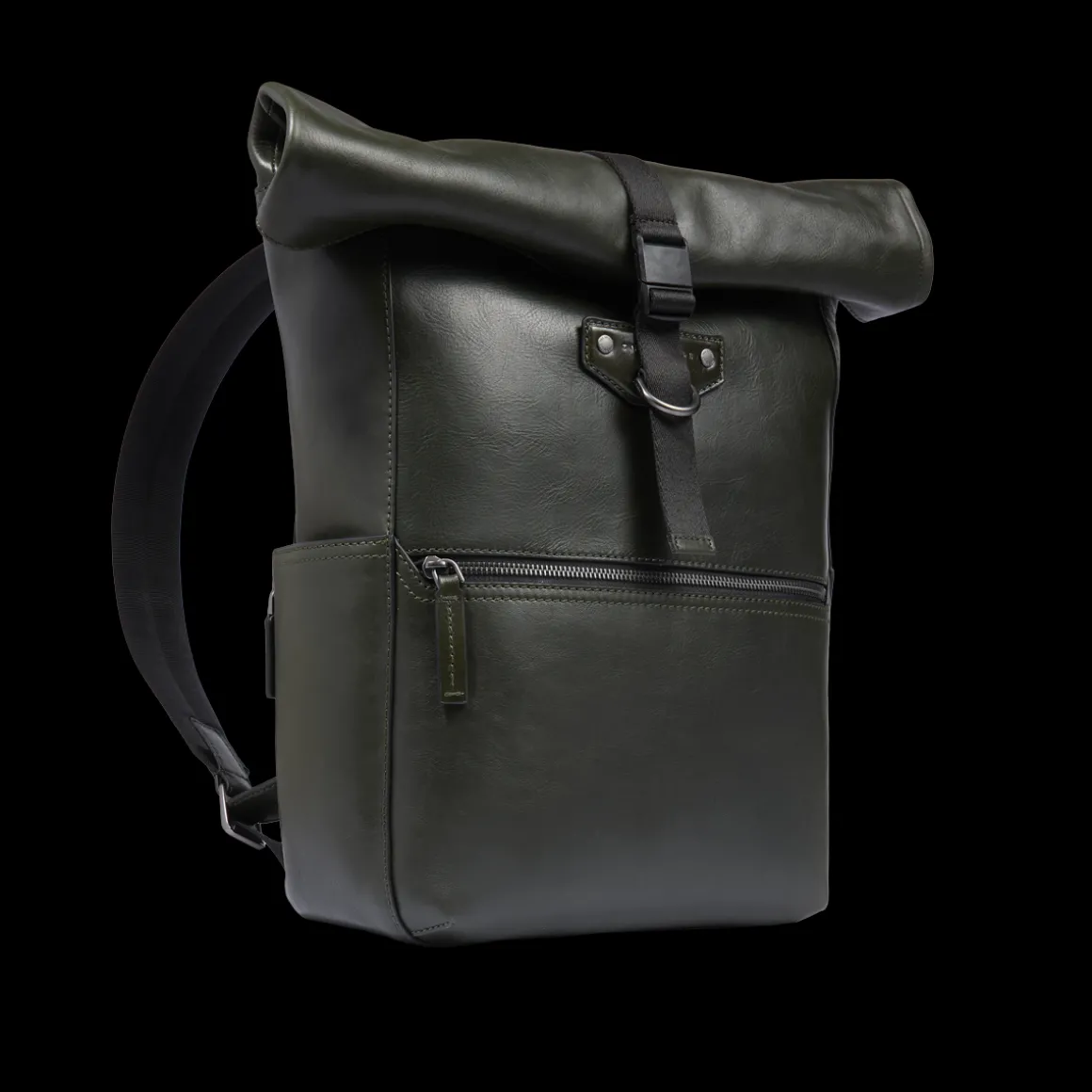 Zaino in pelle uomo con apertura roll-top