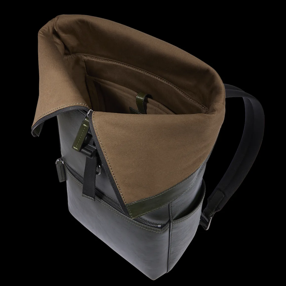 Zaino in pelle uomo con apertura roll-top