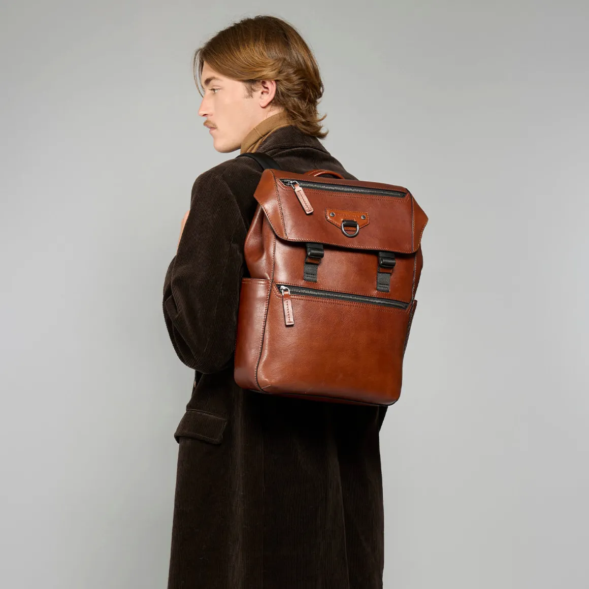 Zaino in pelle uomo con patta