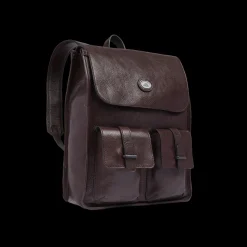 Zaino in pelle uomo con tasche frontali