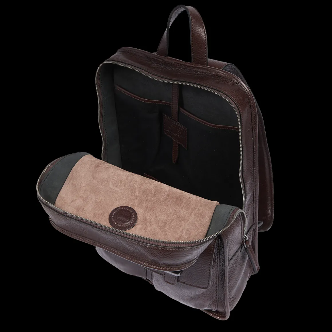 Zaino in pelle uomo una zip e tasche frontali