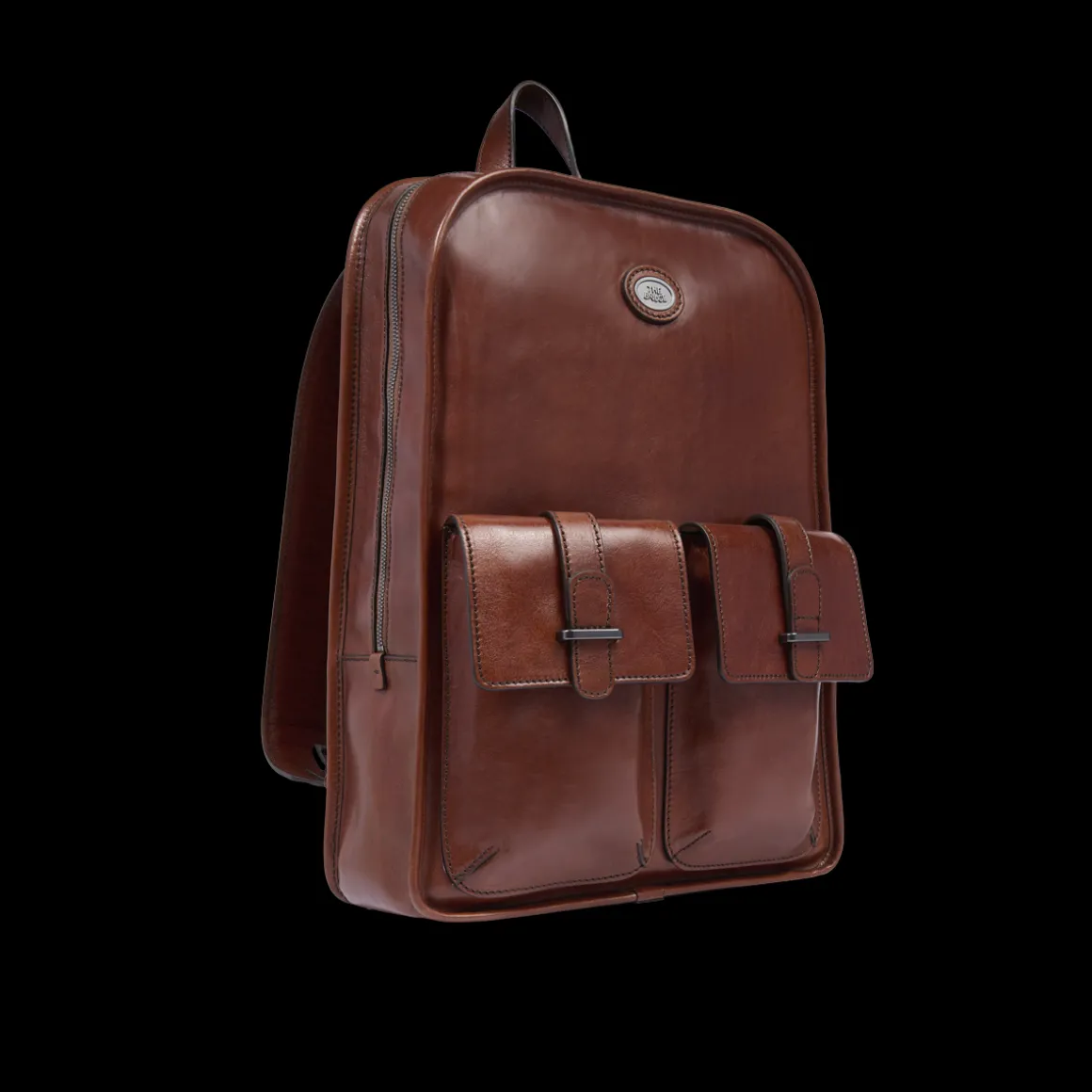 Zaino in pelle uomo una zip e tasche frontali