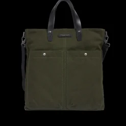 Zaino uomo in pelle e tessuto con tasca frontale