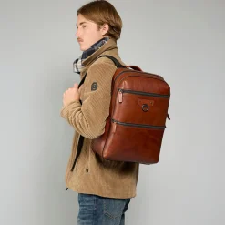 Zaino uomo in pelle una zip e tasca frontale